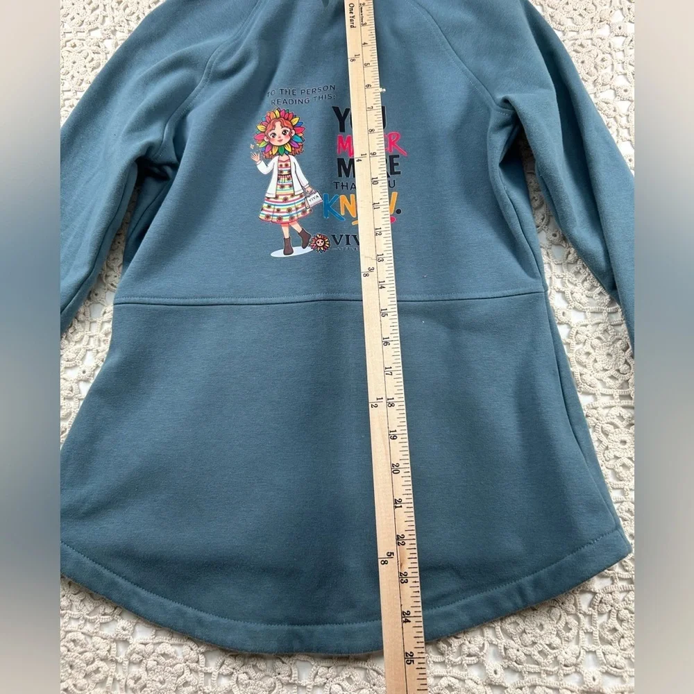 Skechers Blue Fleece Zip Up Jacket Women’s Medium Cozy Athleisure Graphic Back
